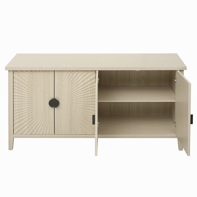 Buffet à 4 portes, buffet sculpté avec rangement, armoire à café moderne avec tablette réglable pour le salon, la salle à manger et la cuisine