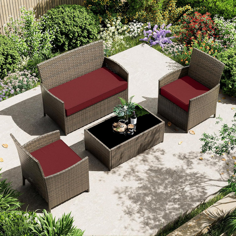 Outdoor Seat Cushions (Set Of 3), Burgundy
