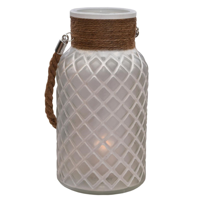 Lanterne porte-bougie en verre 10 po