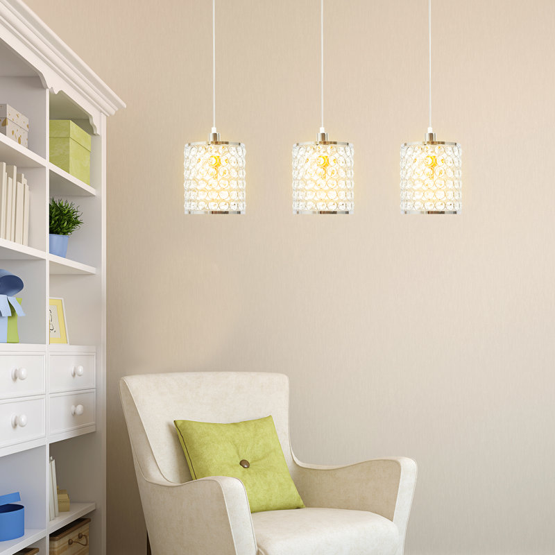 Luminaire suspendu réglable en cristal 3 pièces 3 pièces