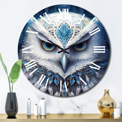 Portrait of Mythical White Owl III - Animals Owl Wall Clock