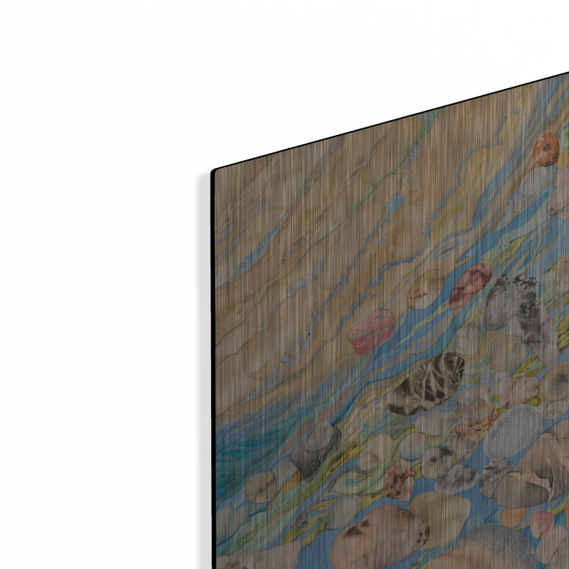 «Rhythms Of Ebb and Flow, Molos Beach Right Panel» par Sharon Pitts, art mural en métal, H 12 po x l 16 po