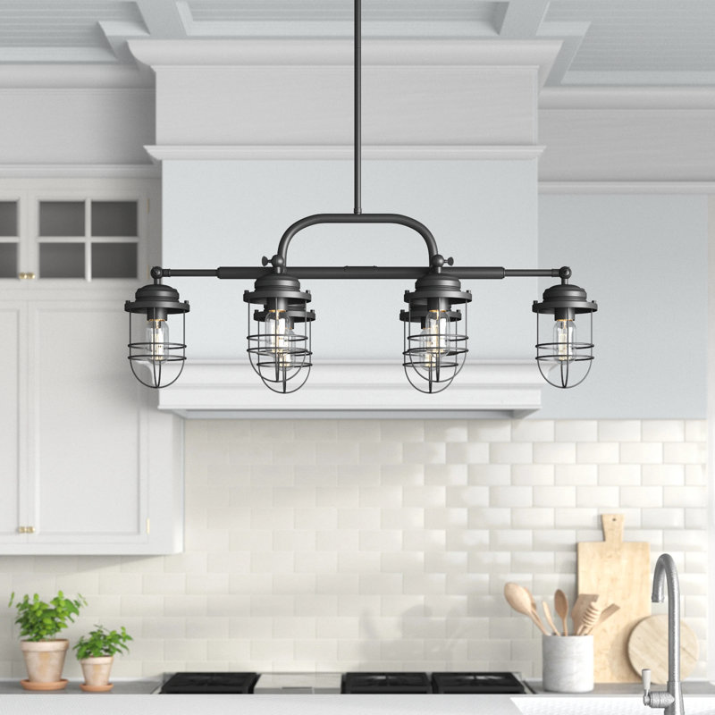 Lylah 6 - Light Matte Black Kitchen Island Pendant
