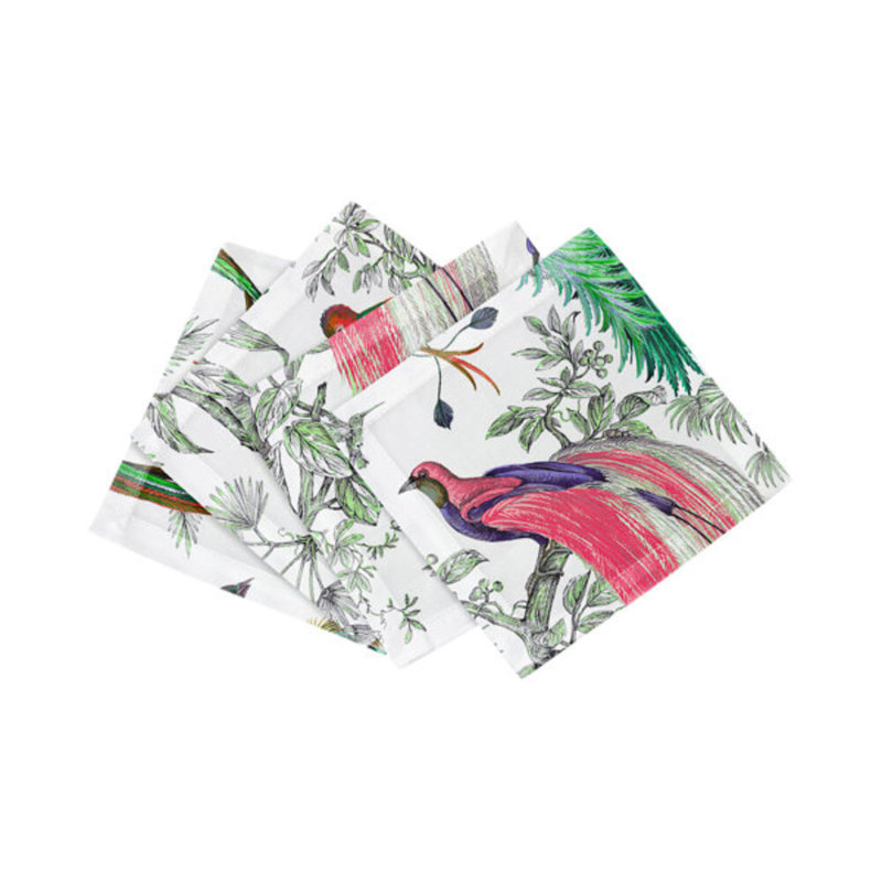 Audubon Exotica Cotton Sateen Cocktail Napkins, Green Persimmon