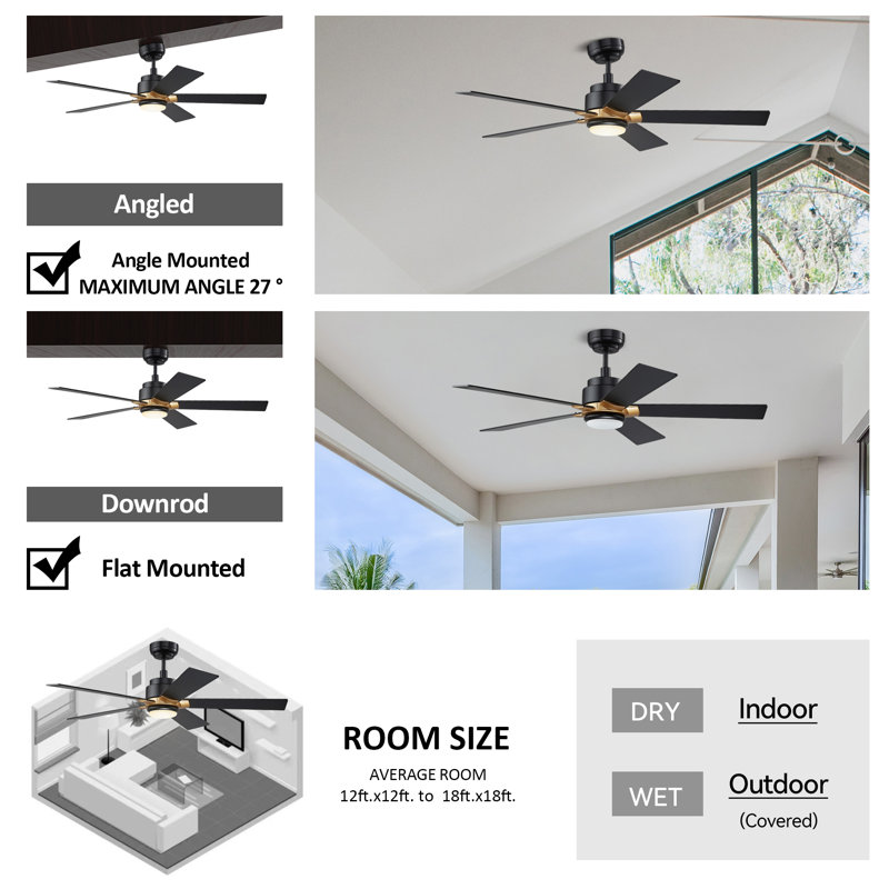  52" Smart Ceiling Fan with LED Lights, Remote Control, DC Motor and Downrod Inculded