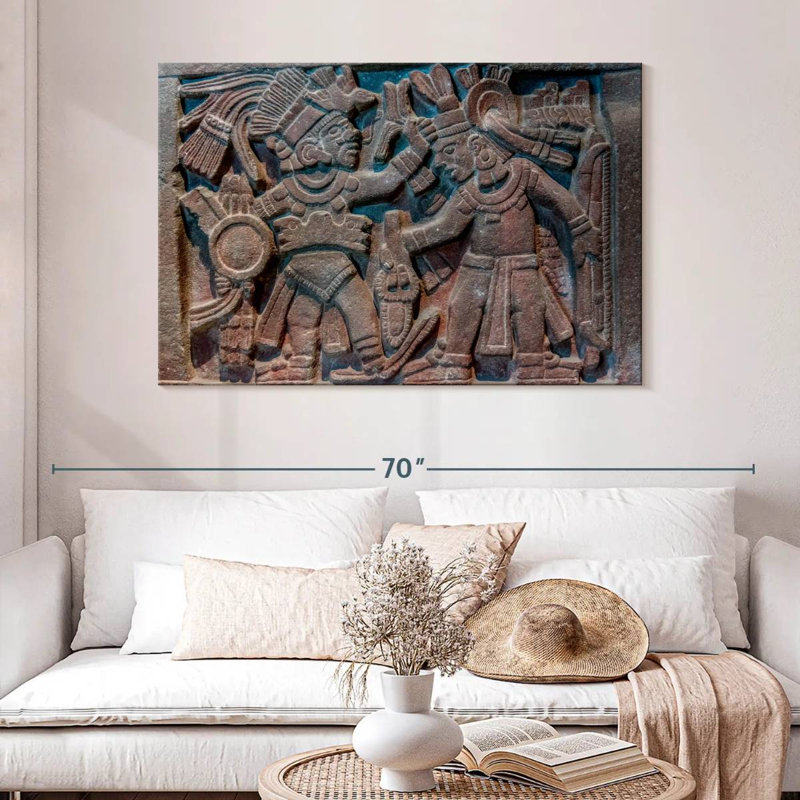 Senne Aztec Stone Carving, 32" H x 48" W