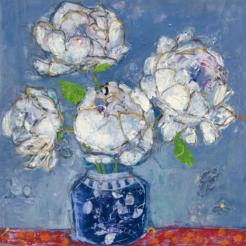 Vase de pivoines 1, H 30 po x l 30 po