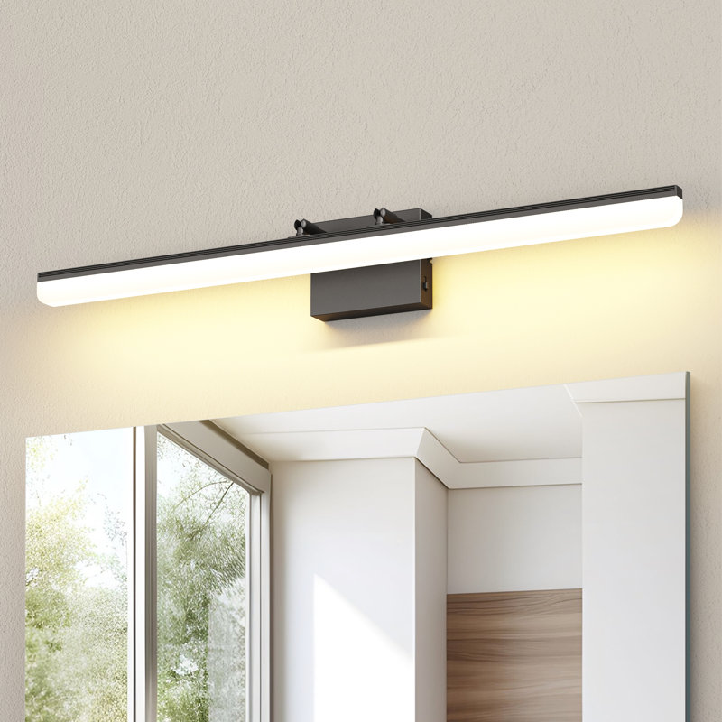 Barre de salle de bain 32 W à DEL à intensité variable 32 W, 5 températures de couleur réglables, Noir mat