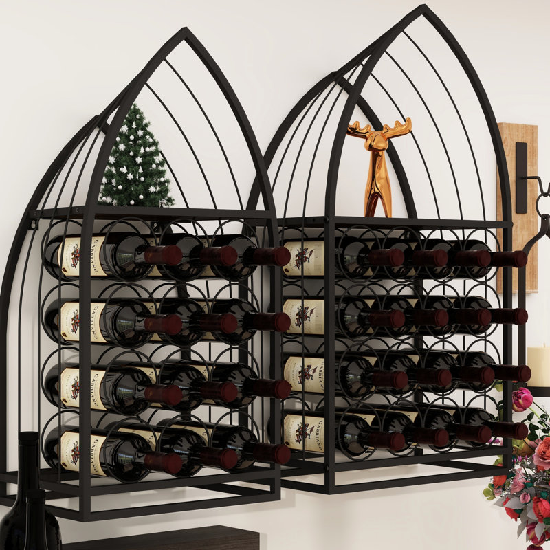 Support à vin autoportant en forme de 2 pièces pour spiritueux dans le salon, léger, facile à assembler et présentant la fabrication des vins, peu encombrant