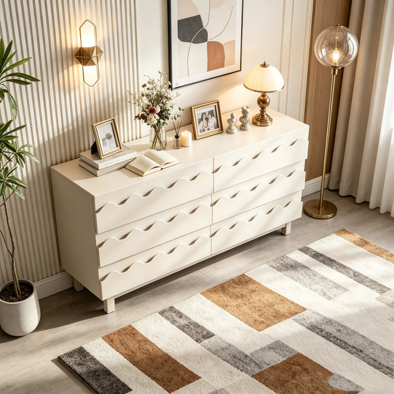 Commode 6 tiroirs 60 po, Ivory