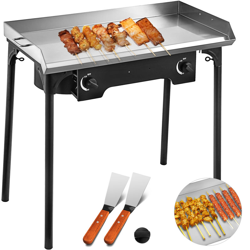Plaque chauffante à plaque chauffante 32 po x 17 po et 4 brûleurs au propane en acier inoxydable avec 4 spatules et grattoir VEVOR