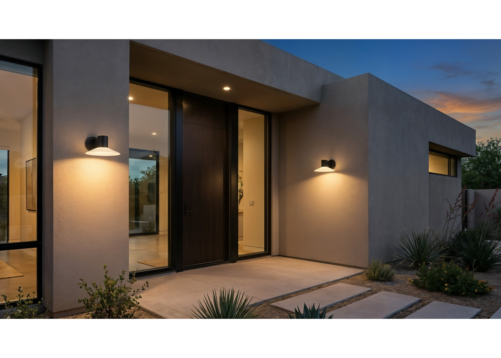 Outdoor LED Wall Light, 7" H x 12" W x 14" D, 8 W