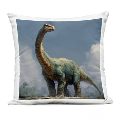 Coussin Colossal Brontosaurus in Meadow, imprimé par Wumples