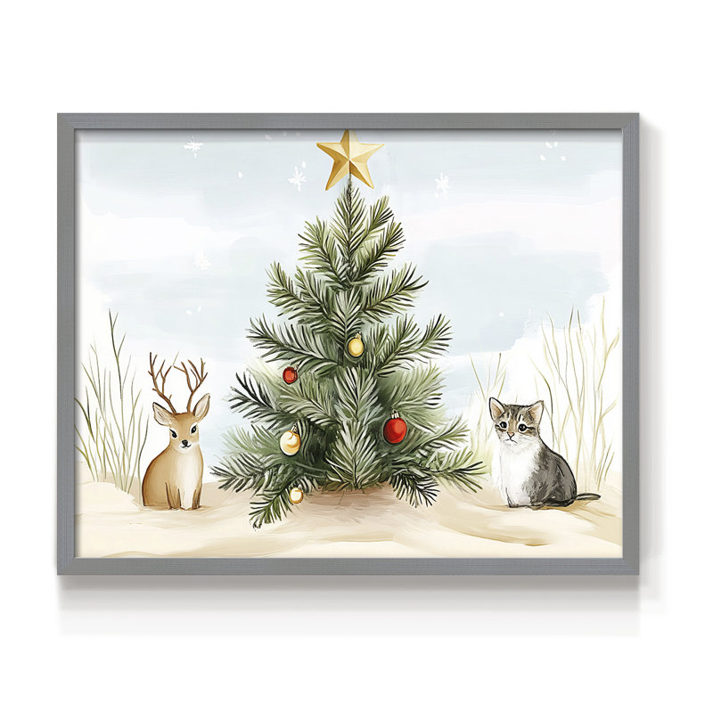 Chirstmas Art-CCXXXV -Framed Print - Restickable, H 16 po x l 20 po, Gris