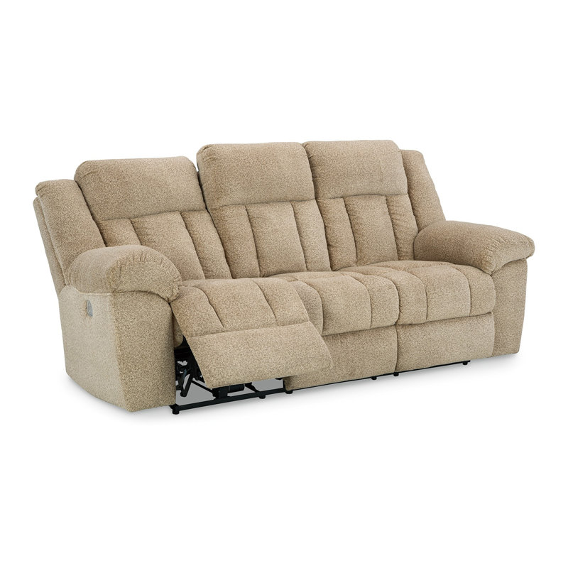Canapé inclinable électrique Kendy, ports USB, polyester beige 91 pouces, Brun