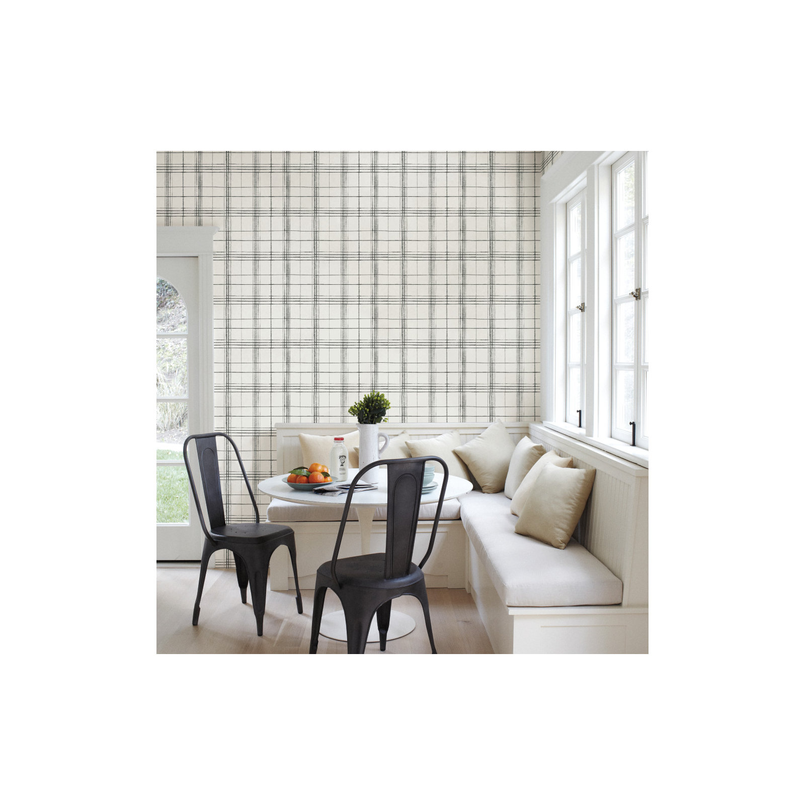 Ashling Plaid Wallpaper, Black/White