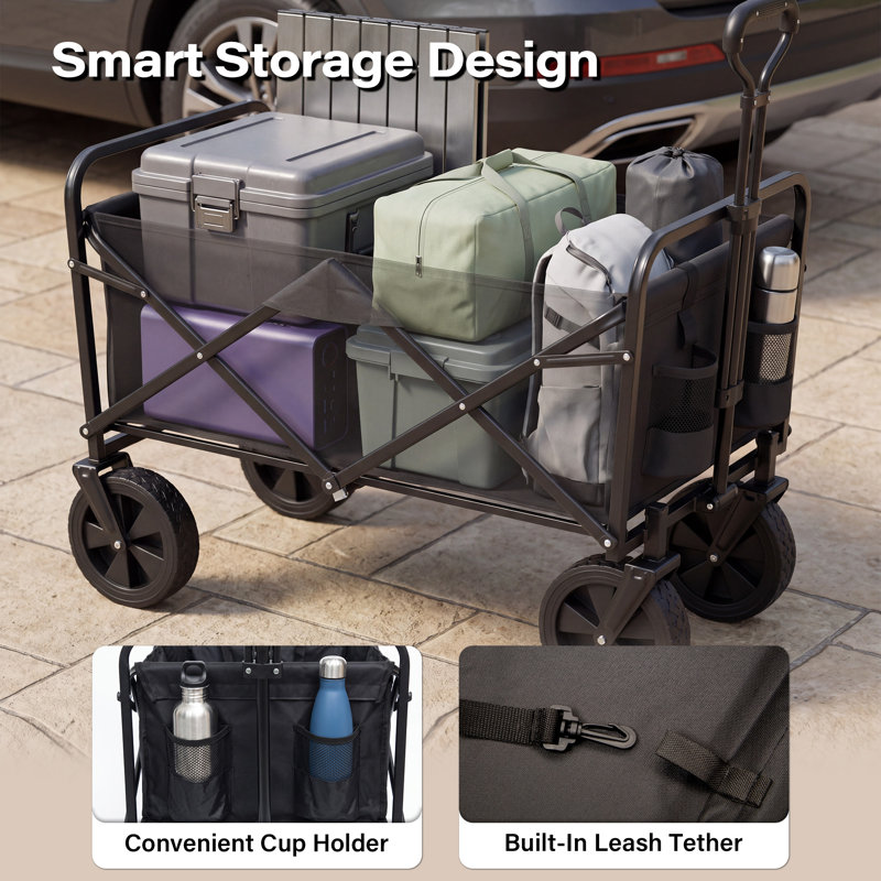 Poussette multifonctionnelle et chariot utilitaire avec auvent, pliable, robuste, noir, Grand