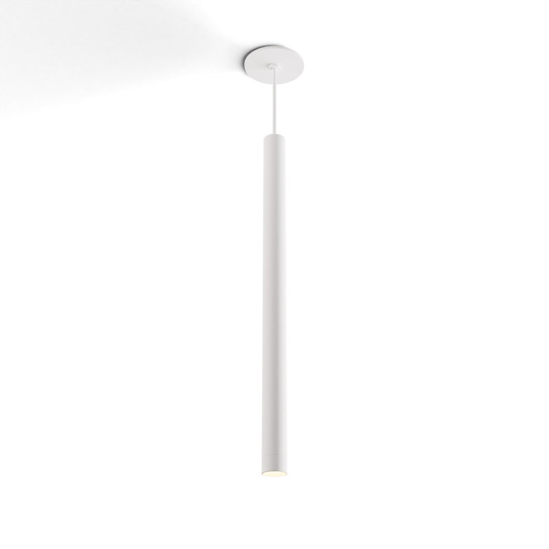 Combi Pendant 24" Single Unit with Matte Black Canopy, Matte White, 24"