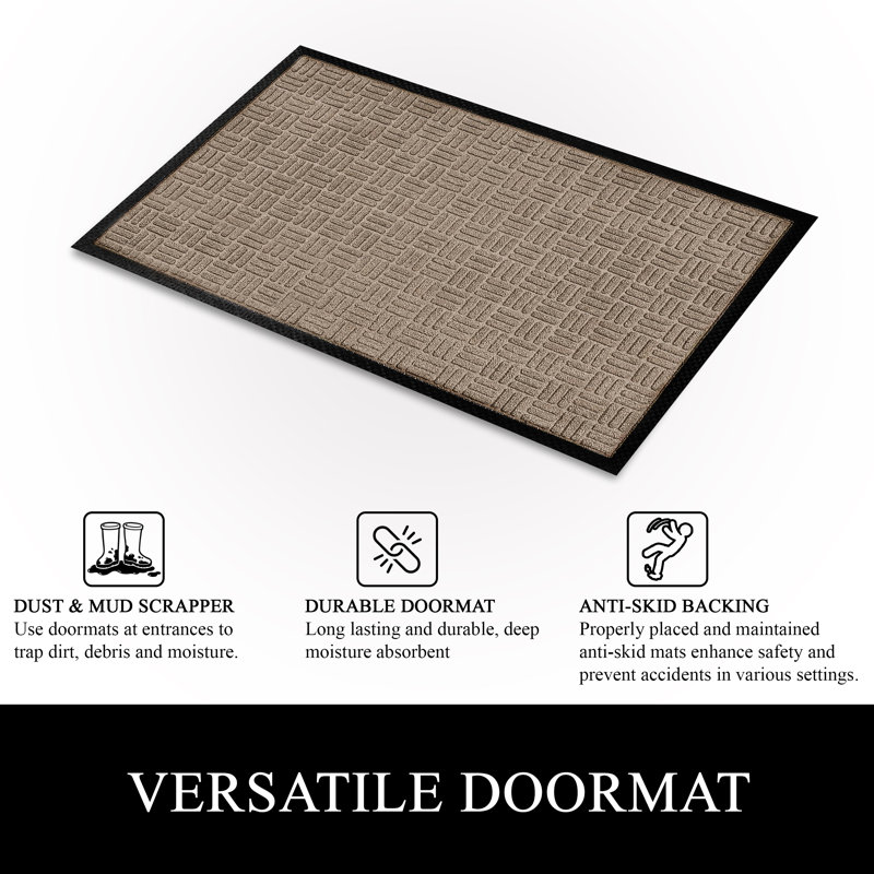 Paillasson intérieur en polypropylène antidérapant Odarius, L 24 po x L 36 po, Beige quadrillé
