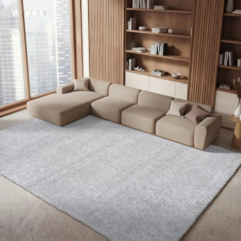Brittney Performance solid color shag rug, Rectangle 2 pi 3 po x 4 pi, Silver