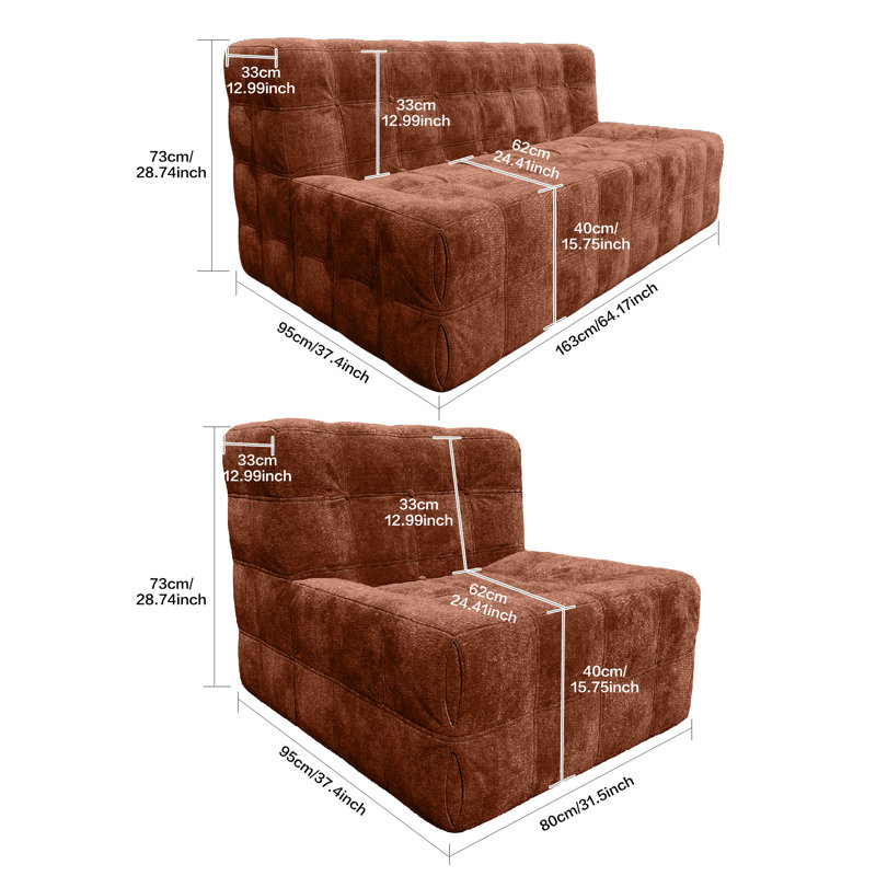 1 Seater Velvet Sofa, Orange