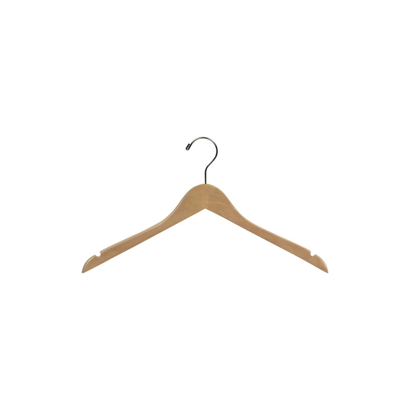 Wood Standard Hanger for Dress/Shirt/Sweater, Natural/Chrome, 100