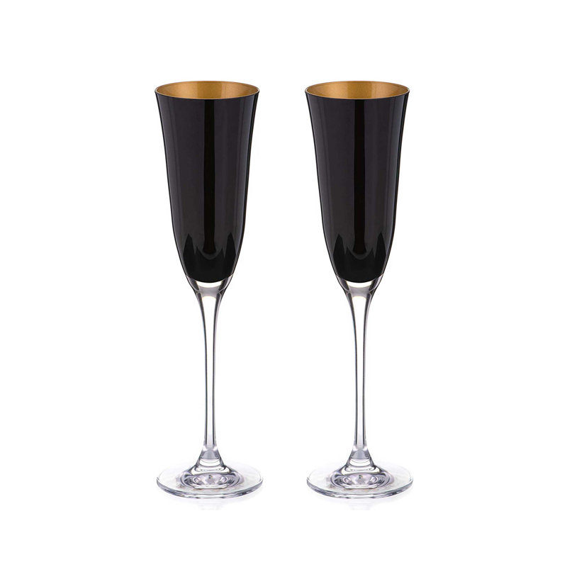 160ml Crystal Flute Set, Black
