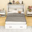 Grand lit escamotable style ferme avec station de charge, lit plateforme pliable avec grand tiroir de rangement pour chambre d'amis, petite chambre-1562058984-1562058985