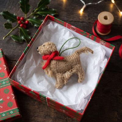 Golden Retriever Dog Hand Knit Christmas Ornament