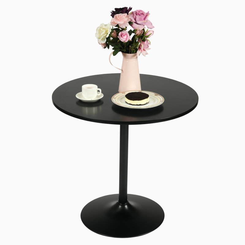 31.5" Round Modern Kitchen Table with Pedestal Base For Dining Room, Coffee Shop, Black