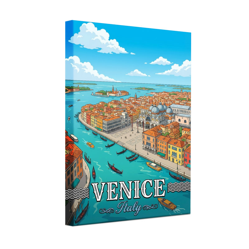 Paysages pittoresques et urbains de Venise, bâtiments de voies d'eau, horizon, gondoles, Italie, H 30 po x l 20 po