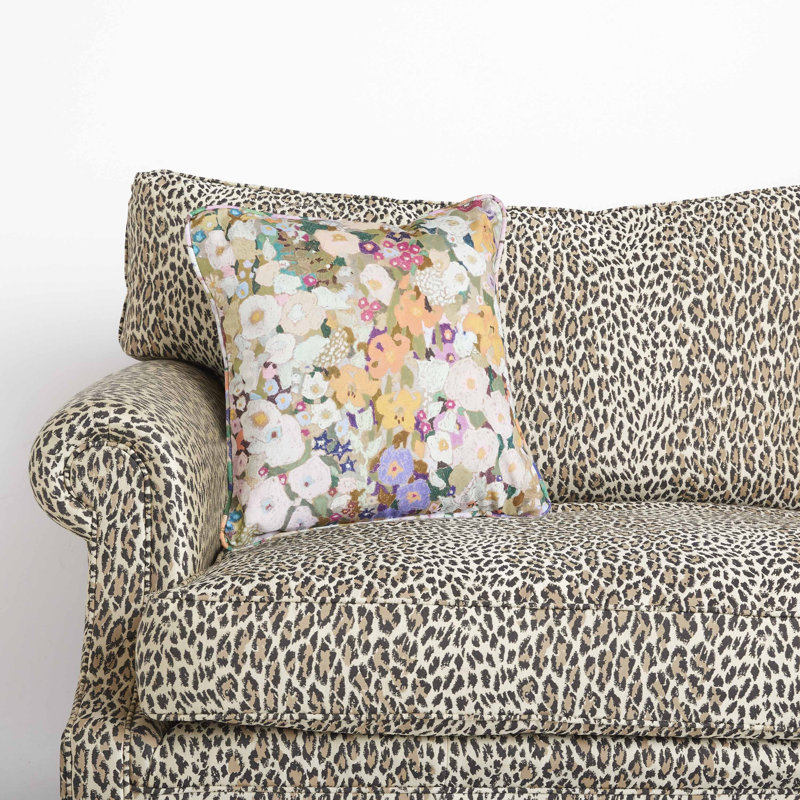 Hollyhocks Linen Square Throw Pillow Cover & Insert