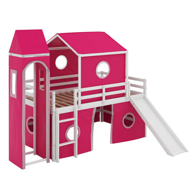 Lit mezzanine simple avec glissade et tour