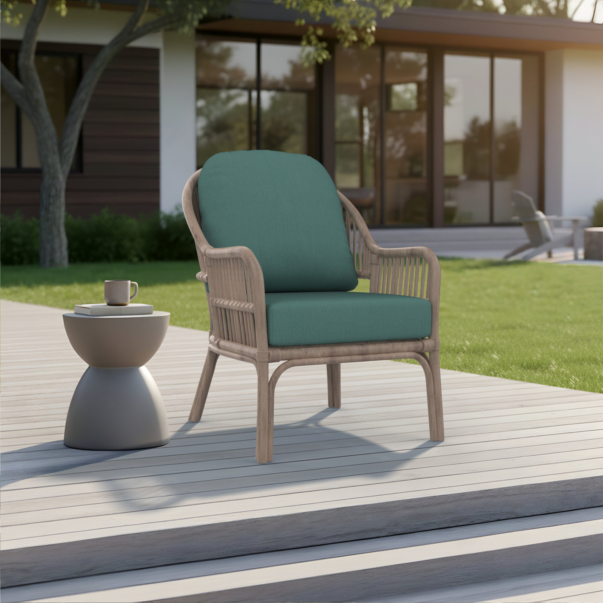 Amala Outdoor Sunbrella® Seat/Back Cushion, Cast Breeze Sunbrella® Plainweave