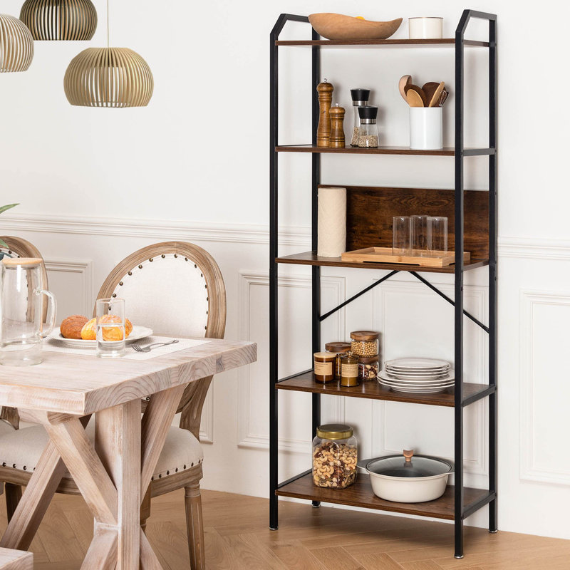 Bena 164cm H x 64cm W Etagere Bookcase, Brown/Black