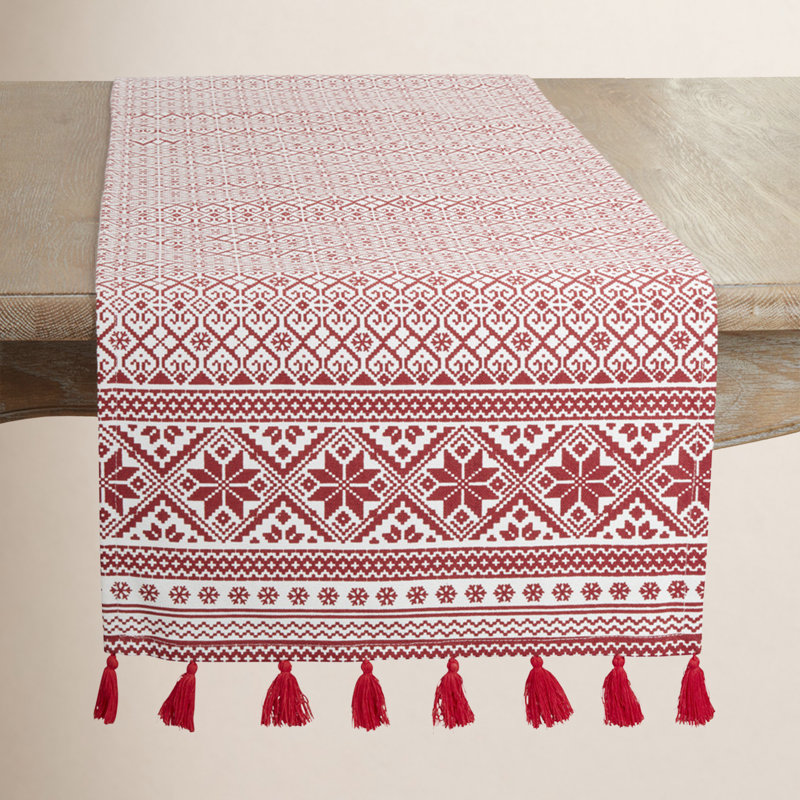 Jayapura Geometric 100% Cotton Christmas Table Runner, 16" x 54"