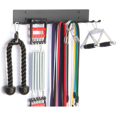 Support de rangement multifonctionnel pour équipement de gymnastique - Support mural pour bandes d'exercice, ceintures de levage et cordes à sauter