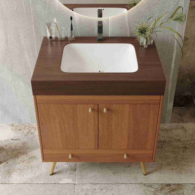 Meuble-lavabo autoportant Mid-Century
