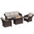 5-Person Outdoor Patio Conversation Rattan Seating Group With 50000BTU Fire Pit Table,2 Single Chair and Beige Cushions-180660413