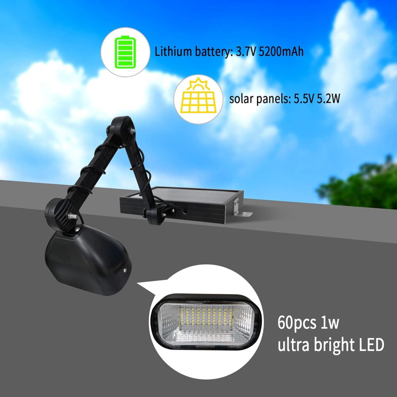 Éclairage commercial commercial avec panneau de 5,2 W et batterie de 5 200 mah, projecteur à DEL réglable étanche IP65 pour panneau d'affichage, immobilier et panneaux d'affichage