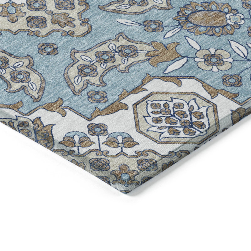 Tapis intérieur / extérieur lavable à la machine Sky Xhevrie, Rectangulaire 3 pi x 5 pi