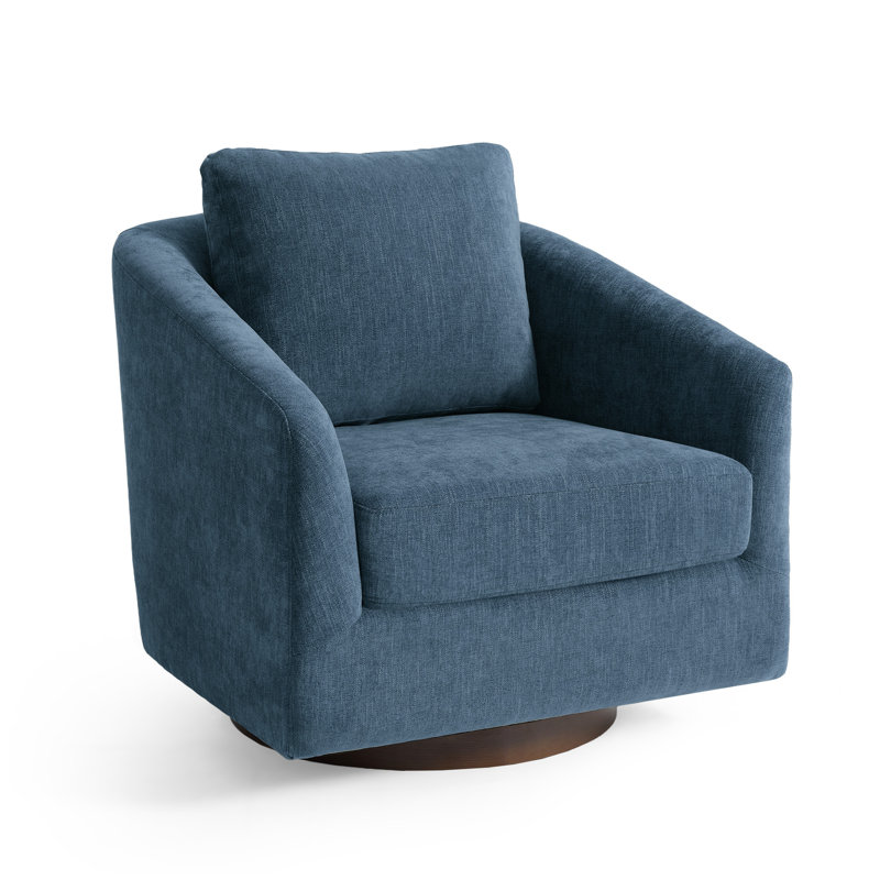 Fauteuil d'appoint pivotant en chenille Conway, Blue Chenille