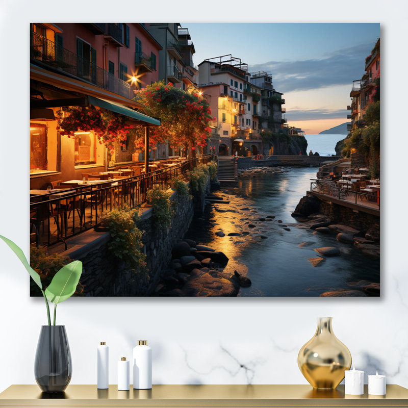 Beige Italy Cinque Terre II - Italy Canvas Art Print, Toile tendue, H 16 po x l 32 po x P 1 po
