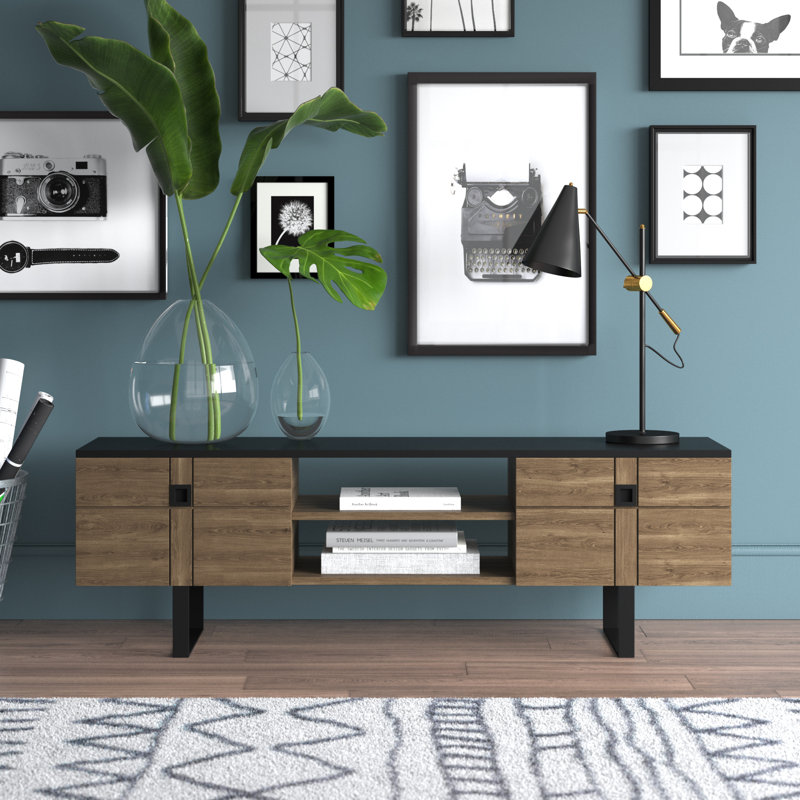Keteri Unfinished TV Stand for TVs up to 70", Black/Brown