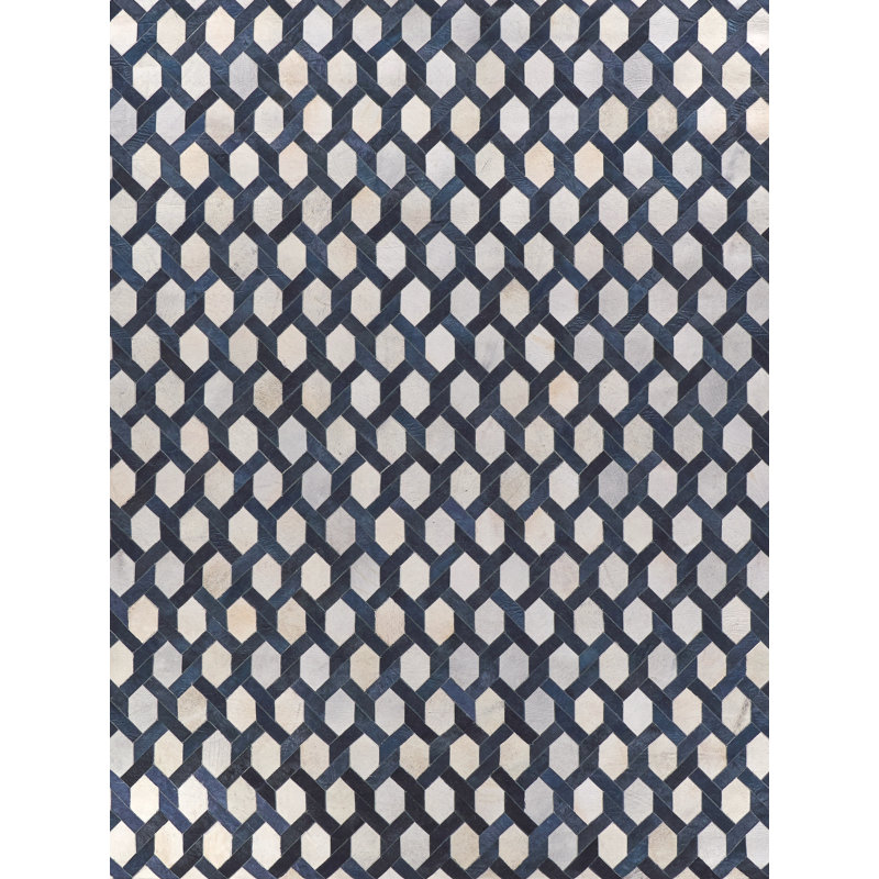 Natural Hide Cowhide Geometric Area Rug, Rectangle 9'6" x 13'6"
