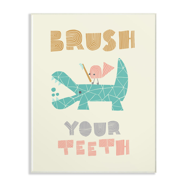 Art de crocodile Gupton Brush Your T dents Mod, Plaque murale, H 19 po x l 13 po x P 0,5 po