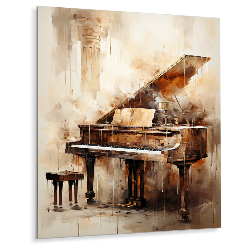 «Warm Melody Piano I» - musique, art mural en métal, H 20 po x l 12 po x P 1 po