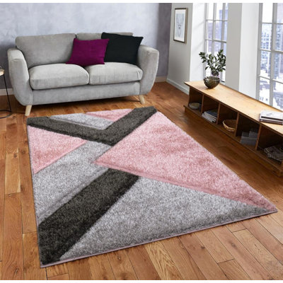 Woodbranch Geometric Shag Area Rug