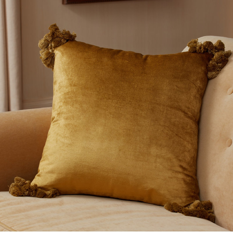 Raj Velvet Square Pillow Cover & Insert, Olive
