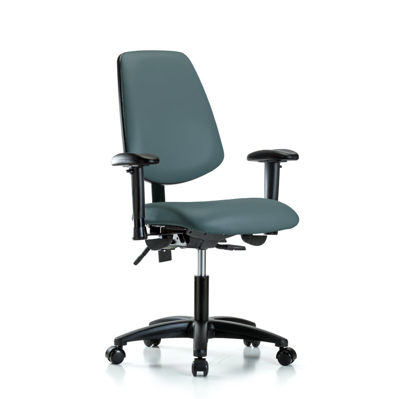 Roxana Vinyl Task Chair, Casters, Colonial Blue, Not Included